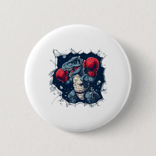 Boksende Dinosaurus Bokser T-rex Kickboksen Dino B Ronde Button 5,7 Cm
