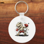 Boksende Dinosaurus Bokser T-rex Kickboksen Dino B Sleutelhanger (Voorkant)