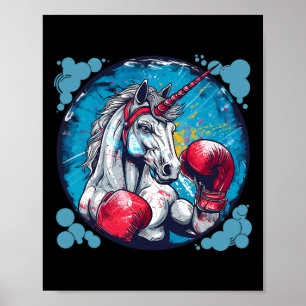 Boksende Eenhoorn Met Bokshandschoenen Kickboksen Poster