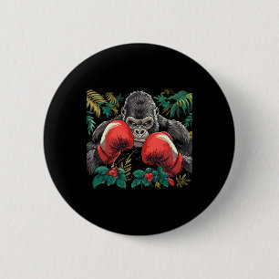 Boksende Gorilla Met Bokshandschoenen Kickboksen G Ronde Button 5,7 Cm