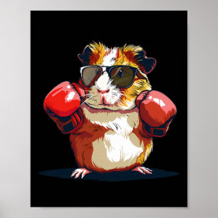 Boksende Guinese Big met Bokshandschoenen Kickboks Poster