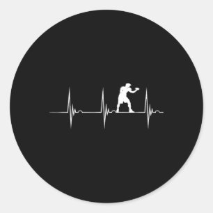 Boksende Hartslag Ekg Pols Boxer Bokshandschoenen Ronde Sticker