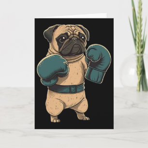 Boksende Hond Pug Boxer Bokshandschoenen Mma Kickb Kaart