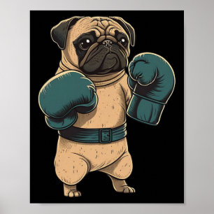 Boksende Hond Pug Boxer Bokshandschoenen Mma Kickb Poster