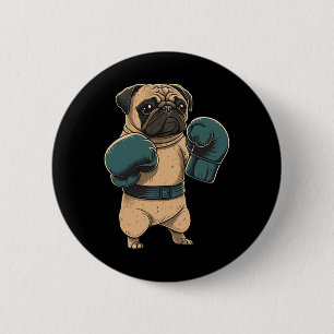 Boksende Hond Pug Boxer Bokshandschoenen Mma Kickb Ronde Button 5,7 Cm