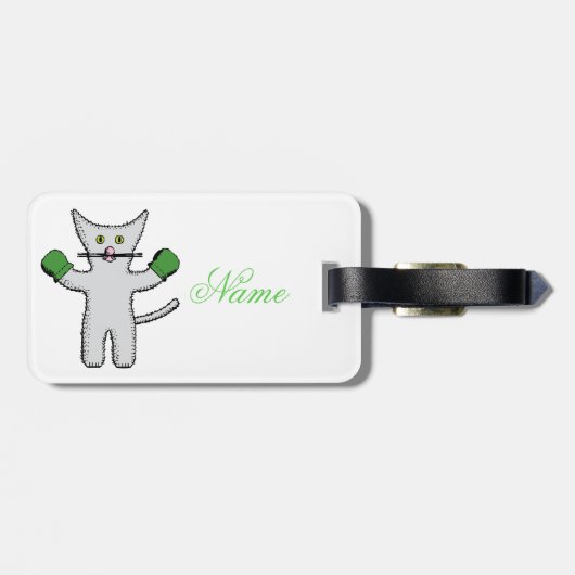 Boksende Kitten met Handschoenen Thunder_Cove Bagagelabel (Achterkant horizontaal)