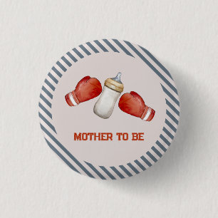 Boksende Kleine Kampioen Moeder Wordt Baby Shower Ronde Button 3,2 Cm