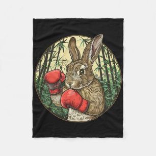 Boksende Konijn Bokshandschoenen Kickboksen Grappi Fleece Deken