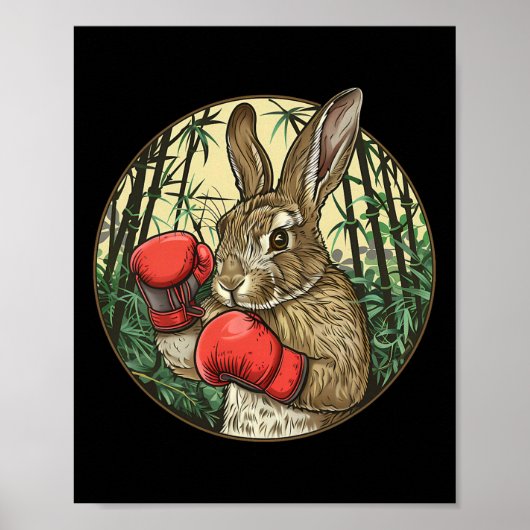 Boksende Konijn Bokshandschoenen Kickboksen Grappi Poster (Voorkant)
