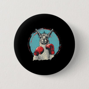 Boksende Lama Met Bokshandschoenen Kickboksen Funn Ronde Button 5,7 Cm