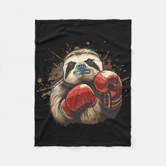 Boksende luiaard met boks handschoenen kickboksen fleece deken (Voorkant)
