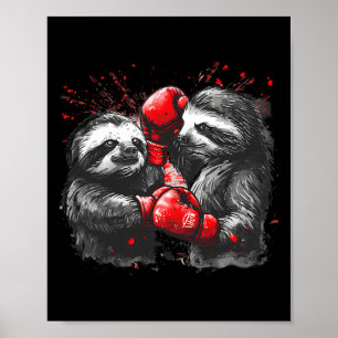 Boksende luiaard met boks handschoenen Kickboksen  Poster