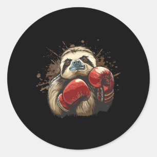 Boksende luiaard met boks handschoenen Kickboksen Ronde Sticker