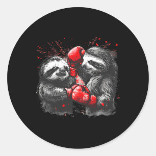 Boksende luiaard met boks handschoenen Kickboksen Ronde Sticker