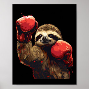 Boksende Luiaardliefhebber Bokshandschoenen Kickbo Poster