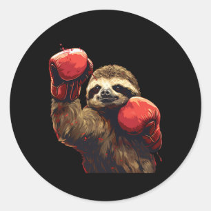 Boksende Luiaardliefhebber Bokshandschoenen Kickbo Ronde Sticker