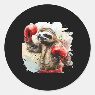 Boksende Luiaardliefhebber Bokshandschoenen Kickbo Ronde Sticker