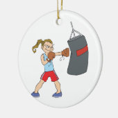 boksende meid die tas bijtaart keramisch ornament (Links)