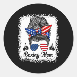 Boksende Moeder Rommelige Knot Vs Vlag Gles 4 Juli Ronde Sticker