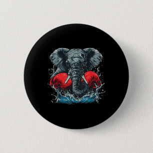 Boksende Olifant Met Bokshandschoenen Kickboksen F Ronde Button 5,7 Cm