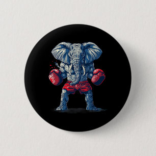 Boksende Olifant Met Bokshandschoenen Kickboksen F Ronde Button 5,7 Cm