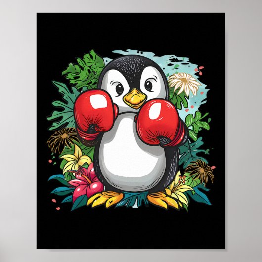 Boksende Pinguïn Liefhebber Bokshandschoenen Kickb Poster (Voorkant)