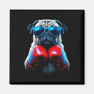 Boksende Pug Hond Kickboksen Cool Magneet