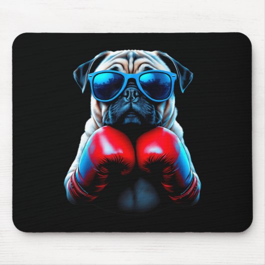 Boksende Pug Hond Kickboksen Cool Muismat (Voorkant)