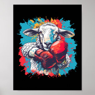 Boksende Schaap Lam Bokshandschoenen Kickboksen Fu Poster