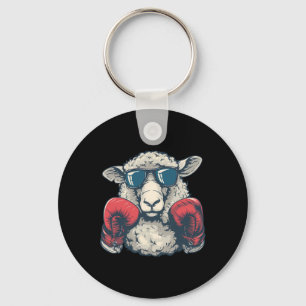 Boksende Schaap Lam Bokshandschoenen Kickboksen Fu Sleutelhanger