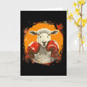 Boksende schapen met boks handschoenen Kickboksen Kaart (Gele Bloem)