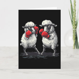 Boksende schapen met boks handschoenen Kickboksen Kaart