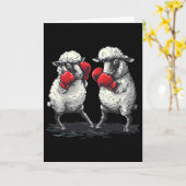 Boksende schapen met boks handschoenen Kickboksen Kaart (Gele Bloem)