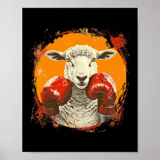 Boksende schapen met boks handschoenen kickboksen  poster (Voorkant)