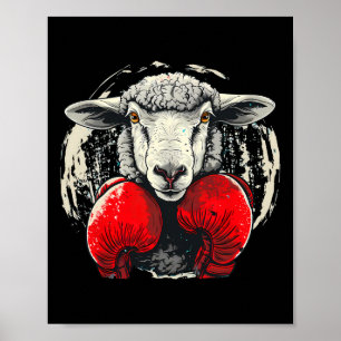 Boksende schapen met boks handschoenen kickboksen poster