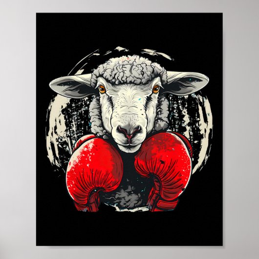 Boksende schapen met boks handschoenen kickboksen poster (Voorkant)