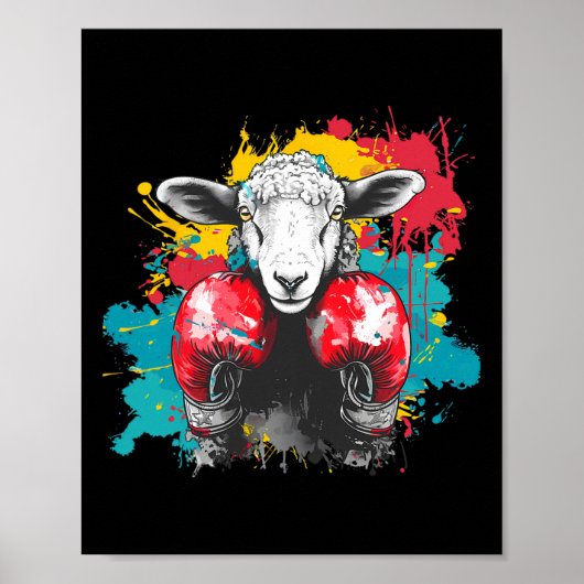Boksende schapen met boks handschoenen Kickboksen Poster (Voorkant)