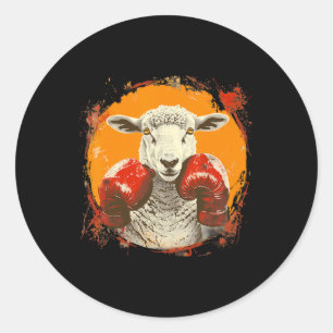 Boksende schapen met boks handschoenen Kickboksen  Ronde Sticker