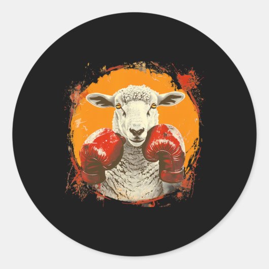 Boksende schapen met boks handschoenen Kickboksen Ronde Sticker (Voorkant)