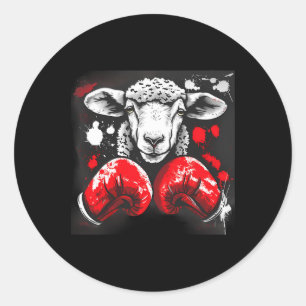 Boksende schapen met boks handschoenen Kickboksen Ronde Sticker