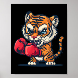 Boksende Tijger Met Bokshandschoenen Kickboksen Fu Poster