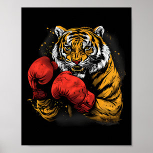 Boksende Tijger Met Bokshandschoenen Kickboksen Fu Poster
