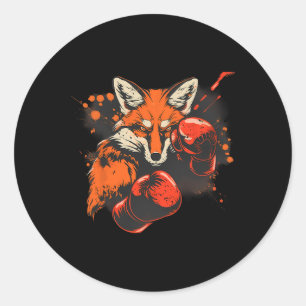 Boksende Vos Met Bokshandschoenen Kickboksen Funny Ronde Sticker