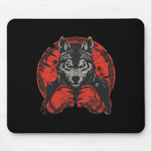 Boksende wolf met boks handschoenen Kickboksen Fun Muismat