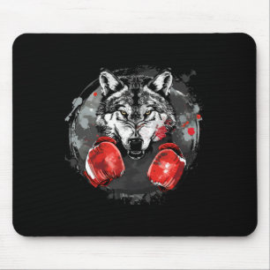 Boksende wolf met boks handschoenen Kickboksen Fun Muismat
