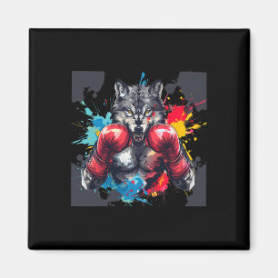 Boksende Wolf Met Bokshandschoenen Kickboksen Funn Magneet
