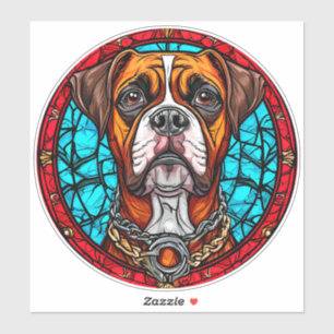 Boksenhond Gebrandschilderd Glas Sticker