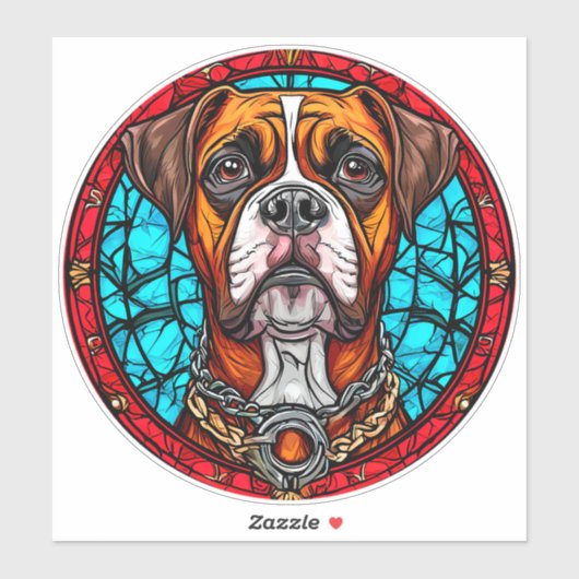 Boksenhond Gebrandschilderd Glas Sticker (Vel)