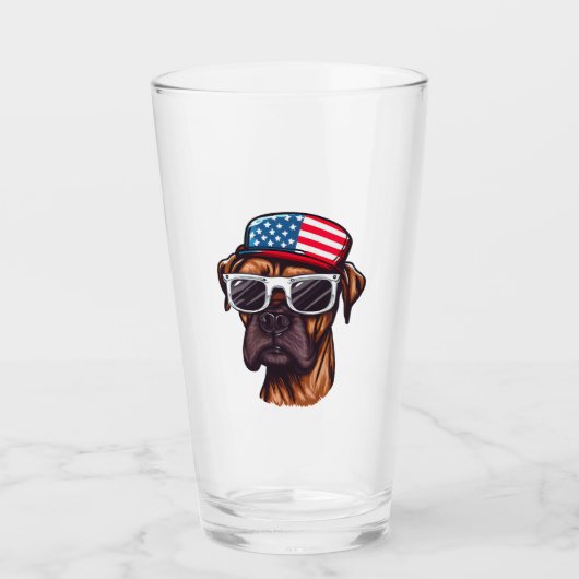 Bokser 4 van juli Feest Glas (Voorkant)