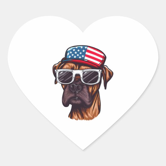 Bokser 4 van juli Feest Hart Sticker (Voorkant)